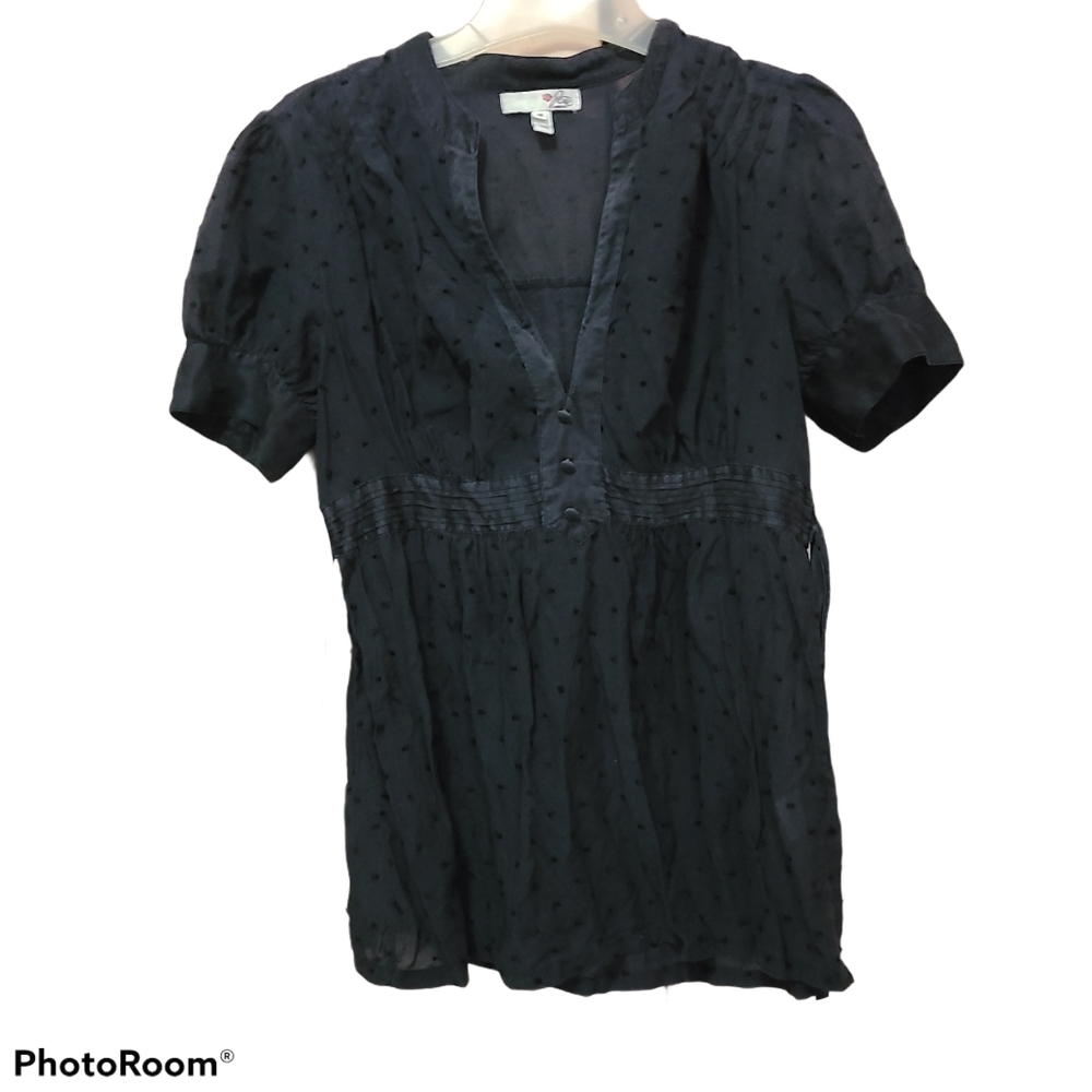 Joie black cotton and silk v neck, back tie shirt